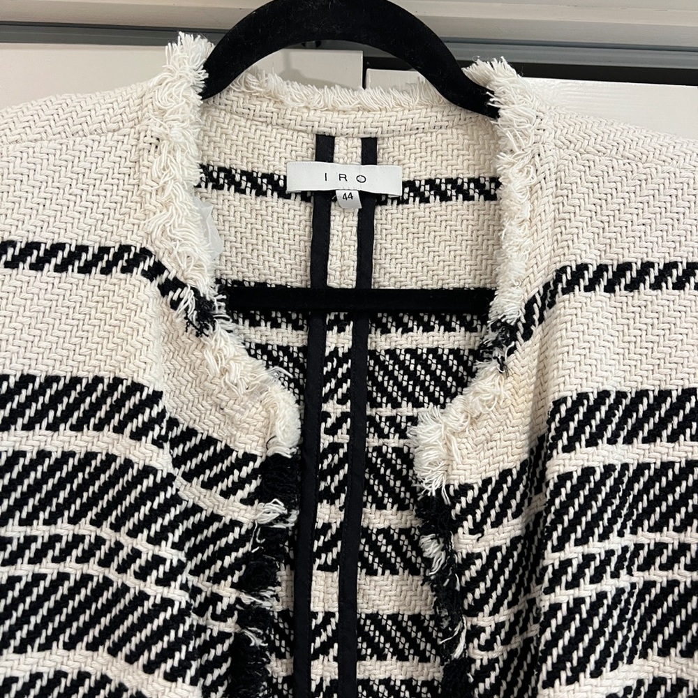 IRO Zlata Striped Cotton Blend Tweed Jacket Ivory - Picture 5 of 8